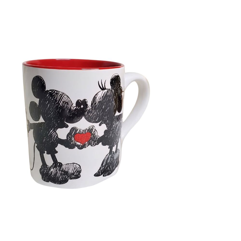 Disney Mickey Minnie Mouse‎ Heart Glitter Ceramic Coffee Mug 14oz.